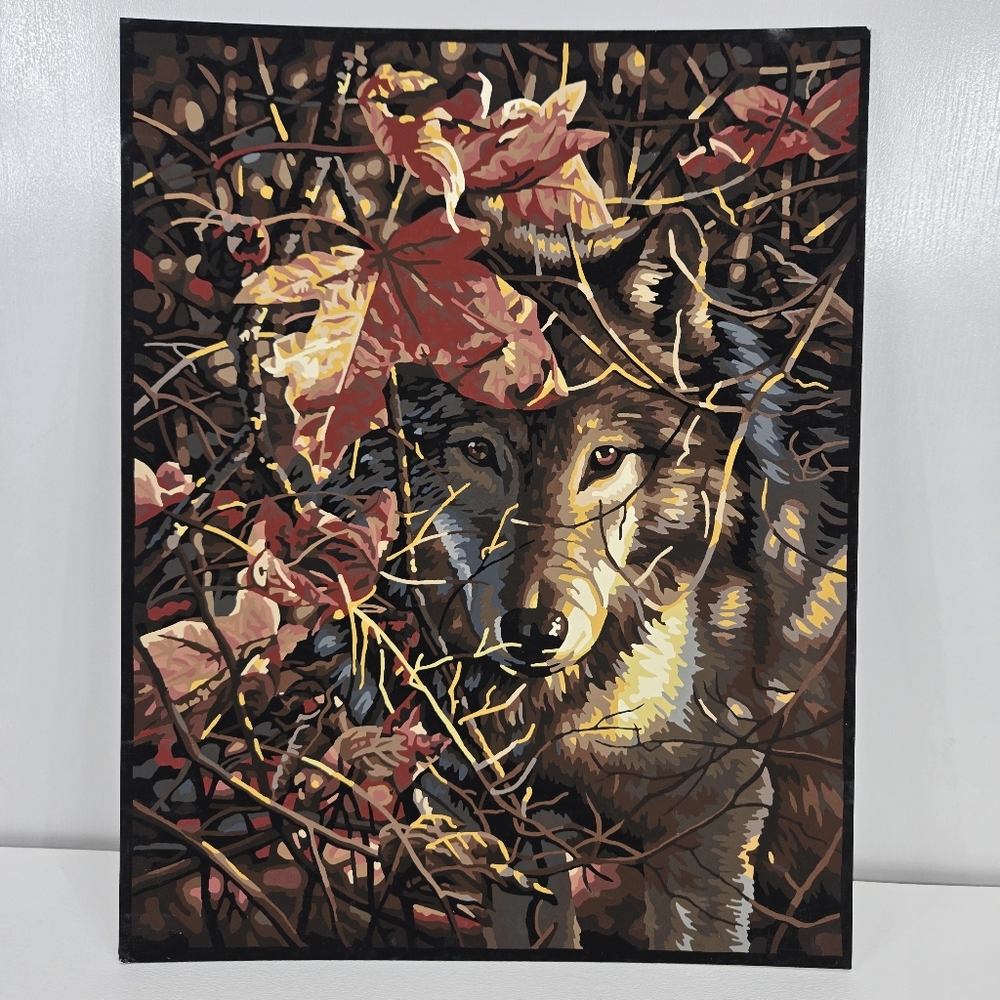 Autumn Wolf Finished Acrylic Painting Paint‎ By Number 14x11 Mystical Whimsical